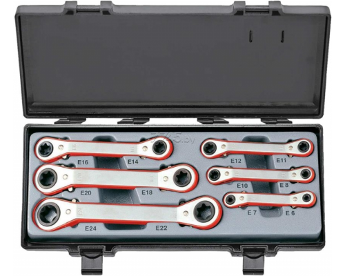 6Pc 15° Offset Ratchet Star Wrench Set E6 X E7 - E22 X E24