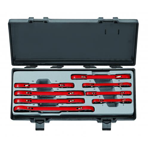 8Pc Flat Ratchet Ring Wrench Set 6MM X 7MM - 21MM X 22MM