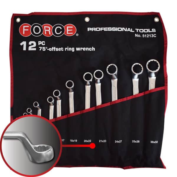 12PC 75° Degree Offset Ring Wrench Set 6 x 7MM-30 x 32MM