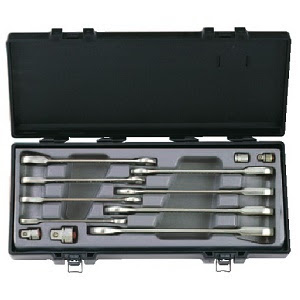 12PC Flat Ratchet Wrench & Adapter Set 5/16" - 3/4"