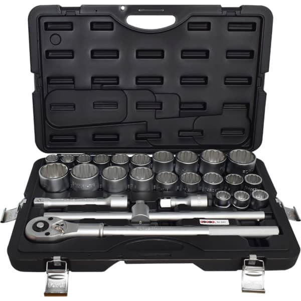 26PC 3/4" Drive 12Pt Flank Socket Combination Set 22-50MM 7/8"-2"
