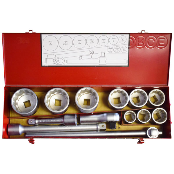 14PC 1" Drive 12PT Flank Socket Set 36-80MM