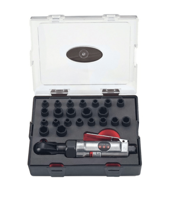 23PC 1/4" Drive Stubby Impact Wrench & 6PT Socket Set 4–13MM 5/32"–1/2"