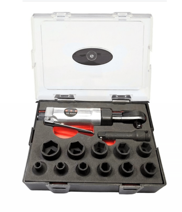 13PC 1/4" Drive Stubby Impact Wrench & 6PT Socket Set 4–13MM