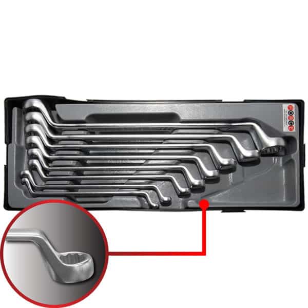 8PC 75° Degree Offset Ring Wrench Set