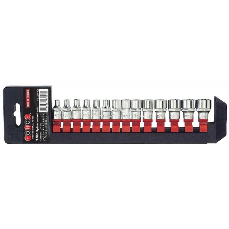 force-2144q.jpg 14PC 1/4" Drive Spline Socket Set 3.2-14MM - Image 1