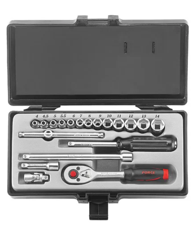 19PC 1/4" Drive 6PT Socket Set SAE 5/32"-9/16"