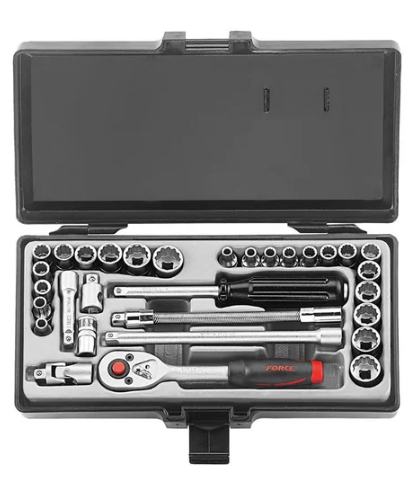 31PC 1/4" Drive 12PT Socket Combination Set 4-14MM 3/16"-9/16"