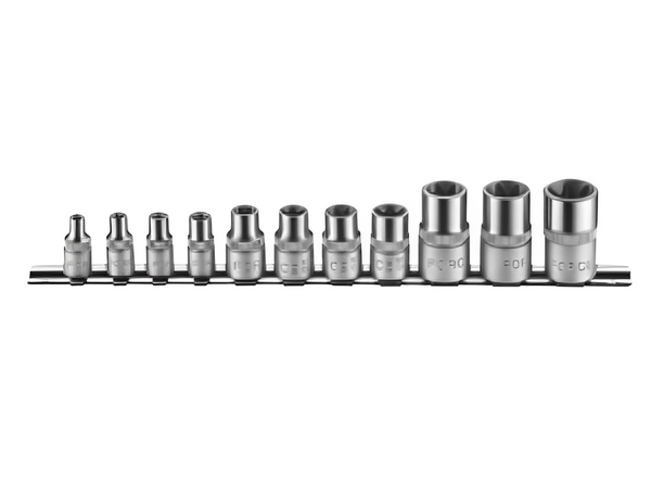 11PC Star Socket Set 1/4" Drive E5-E8 3/8" Drive E10-E14 1/2" Drive E16-E20