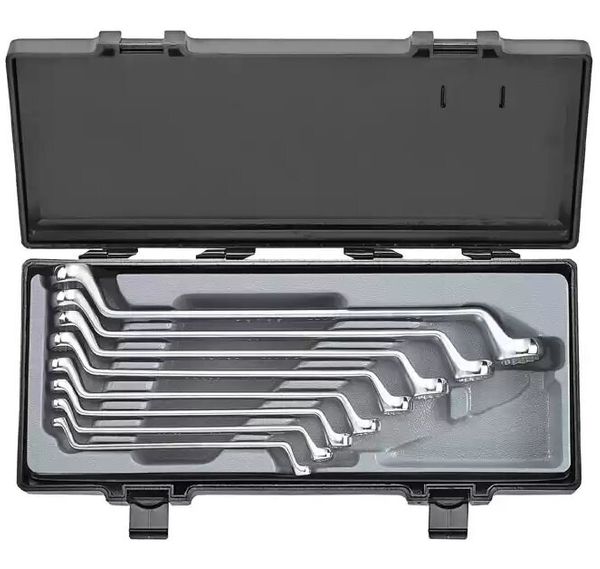 8Pc 75° Degree Offset Ring Wrench Set 6MM X 7MM - 20MM X 22MM