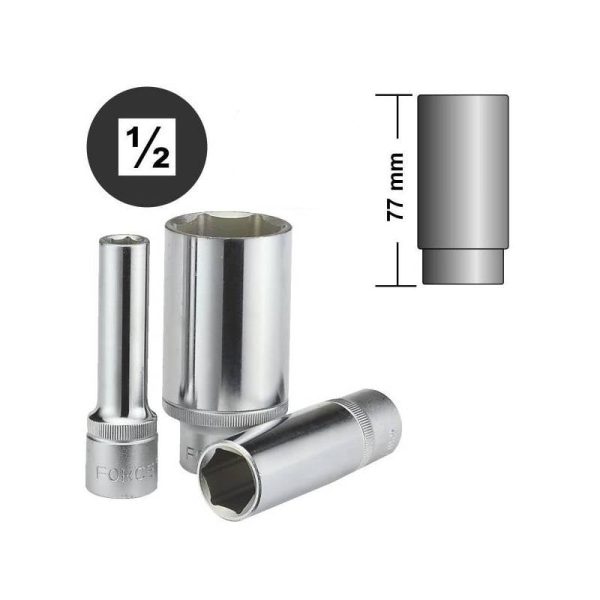 1/2" Drive 6PT Deep Socket 1" 77MM Length