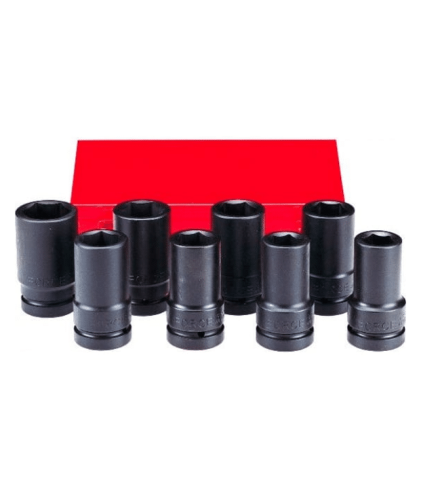 8PC 1" Drive 6PT Deep Impact Socket Set 15/16" 1-5/8" 100MM Length