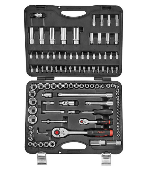 108PC 1/4" & 1/2" Drive Socket Set 6PT 4-32MM E4-E24